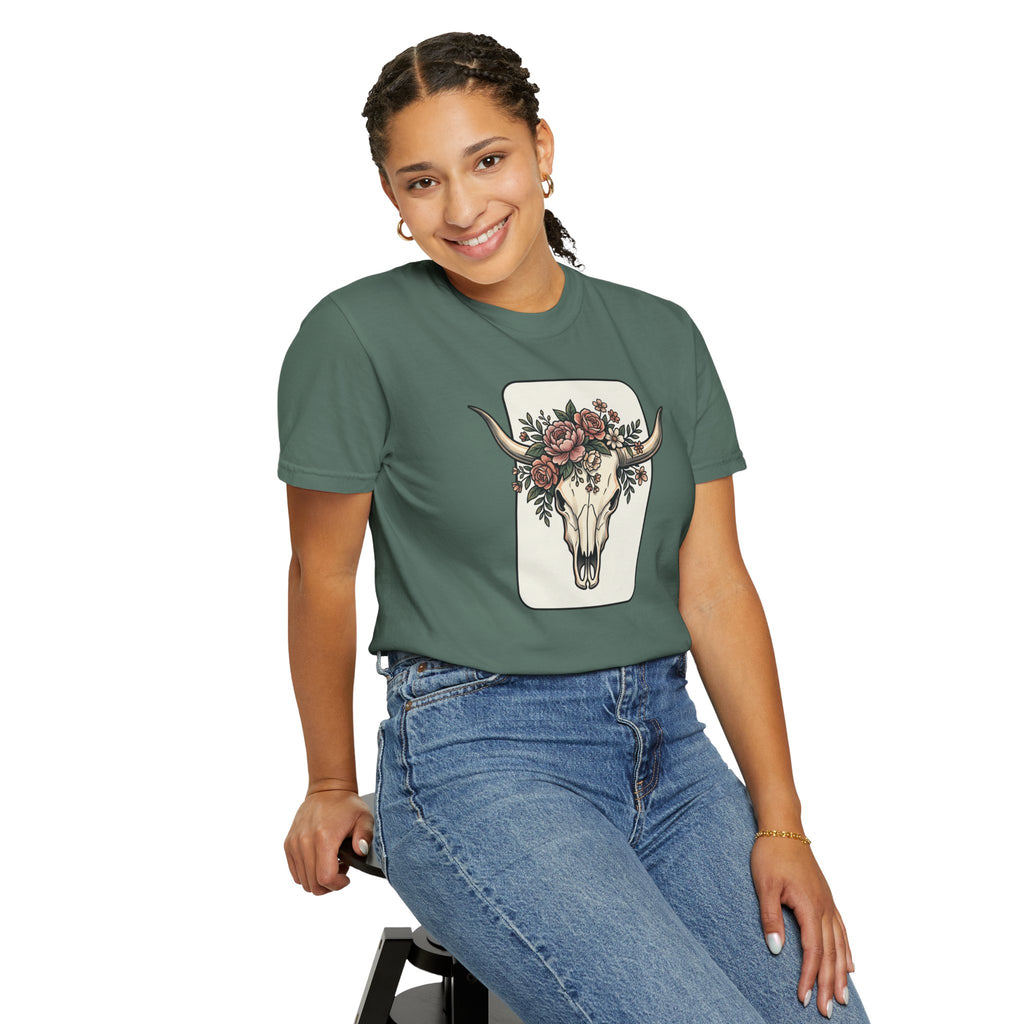 Cow Skull & Roses T-Shirt — Western Boho Graphic Tee