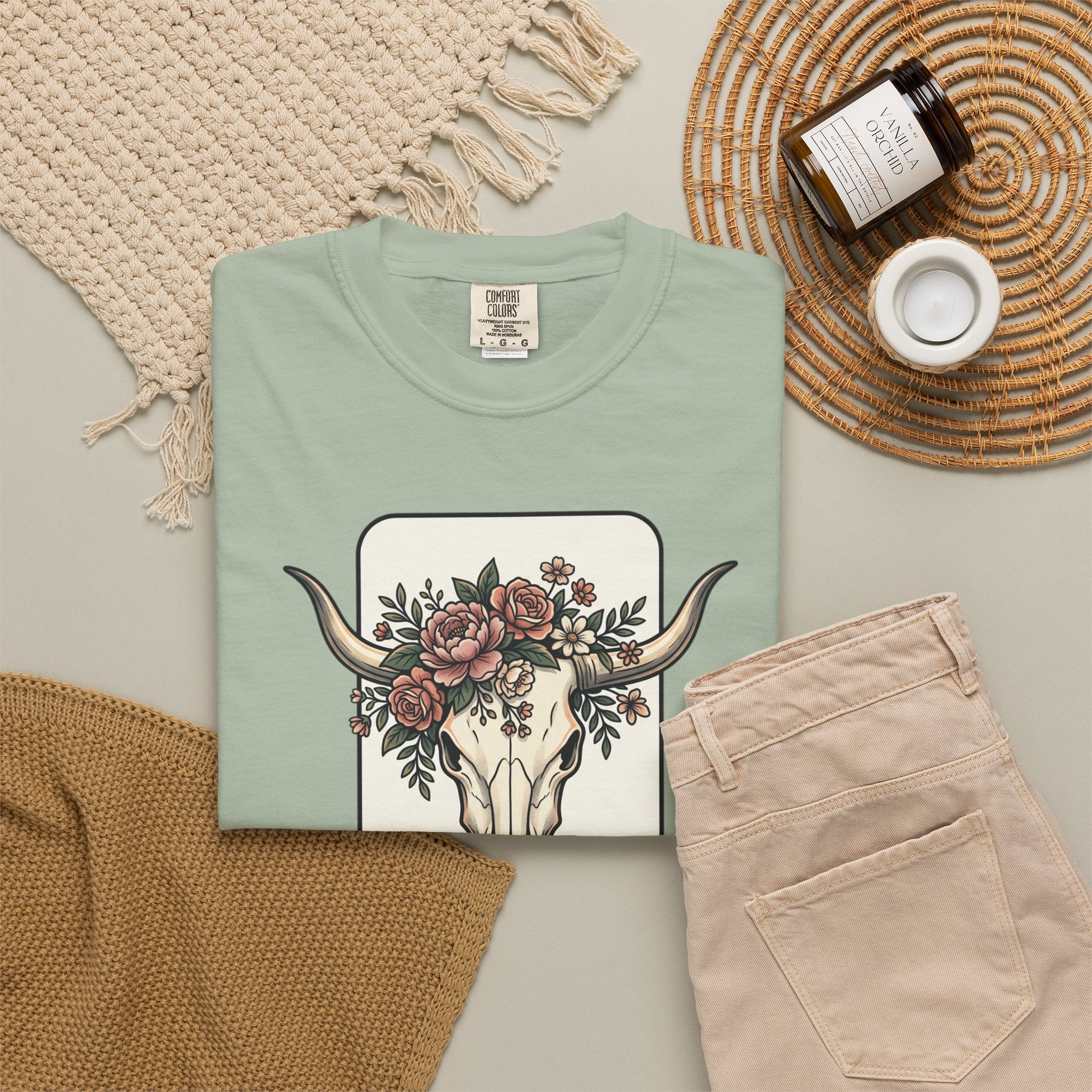 Cow Skull & Roses T-Shirt — Western Boho Graphic Tee