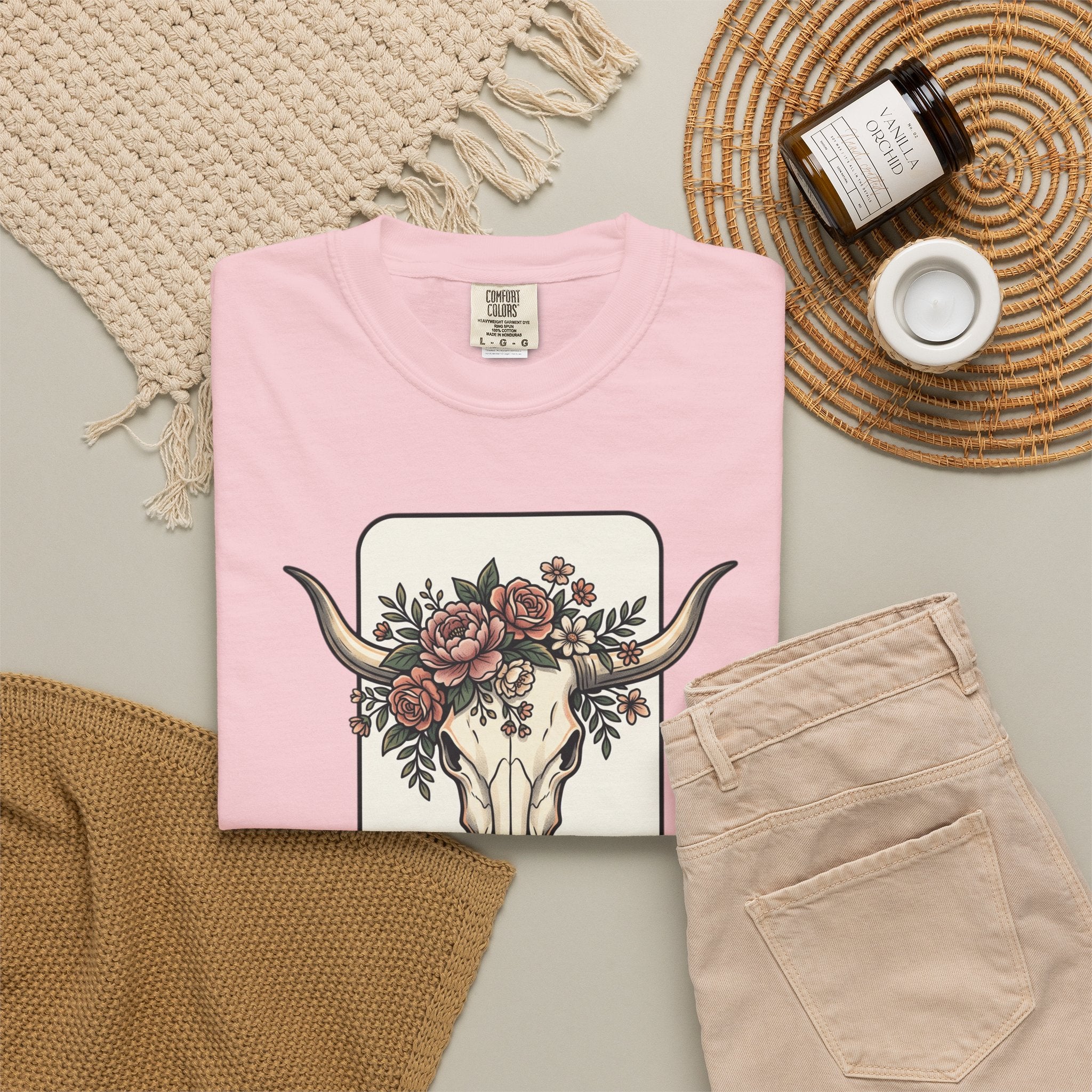 Cow Skull & Roses T-Shirt — Western Boho Graphic Tee