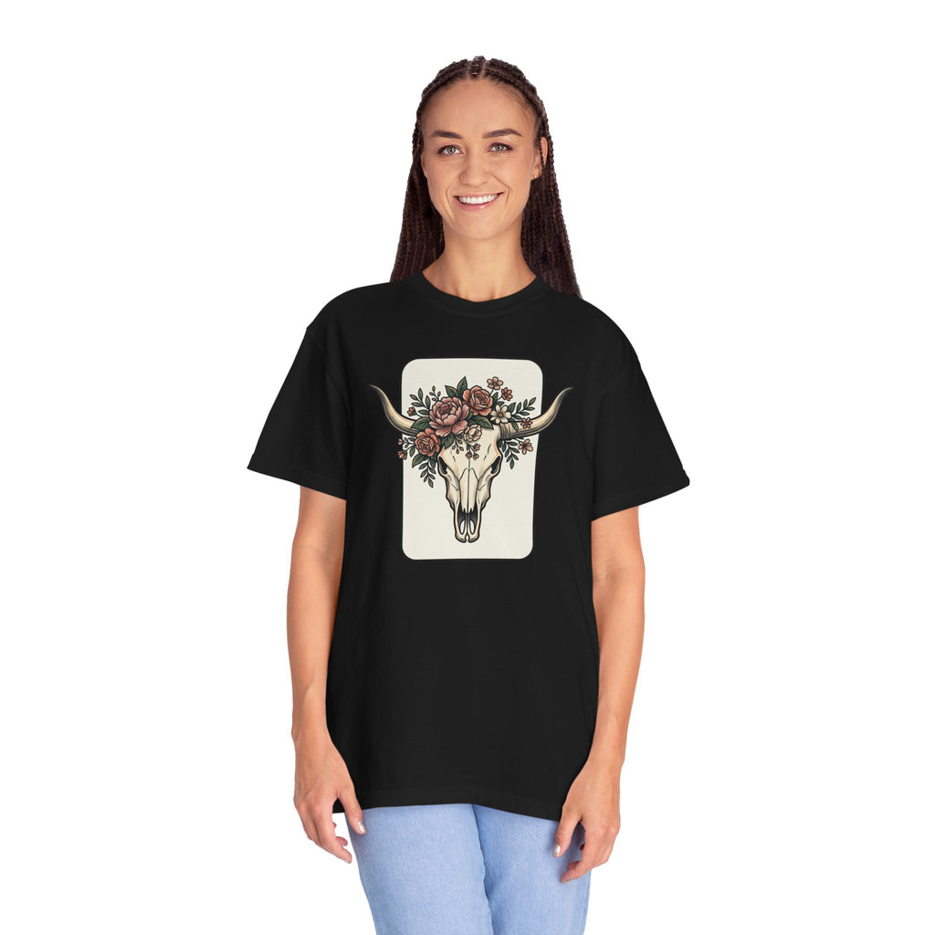 Cow Skull & Roses T-Shirt — Western Boho Graphic Tee