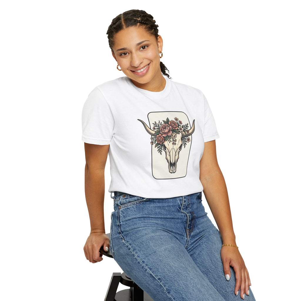 Cow Skull & Roses T-Shirt — Western Boho Graphic Tee
