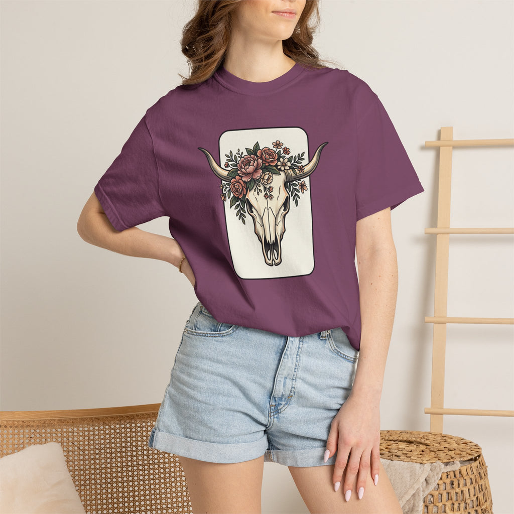 Cow Skull & Roses T-Shirt — Western Boho Graphic Tee