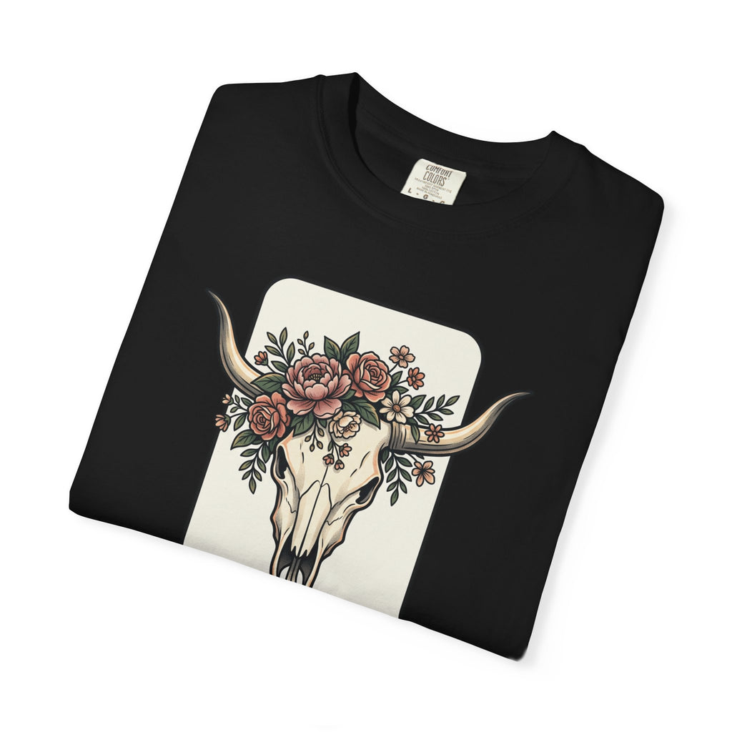 Cow Skull & Roses T-Shirt — Western Boho Graphic Tee