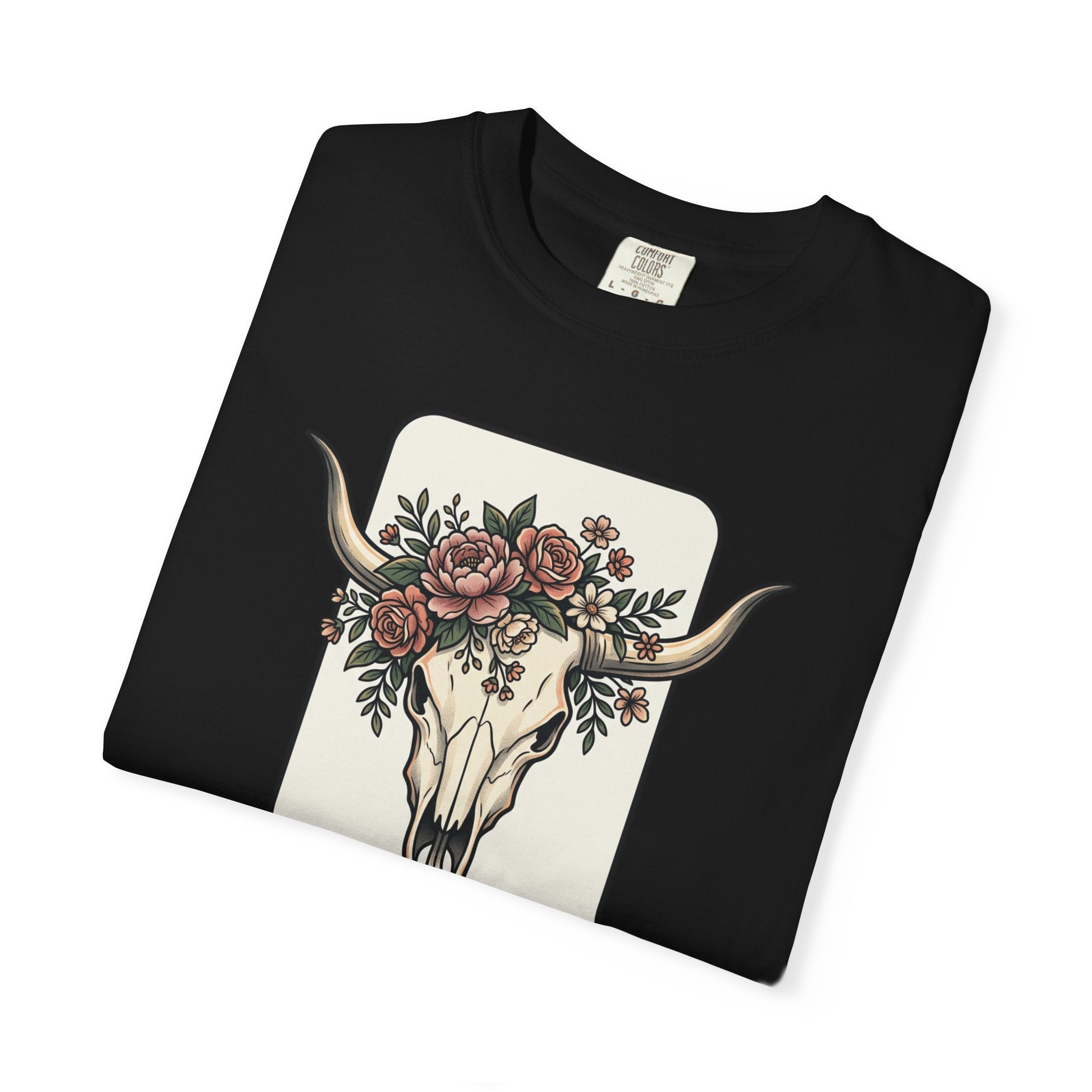 Cow Skull & Roses T-Shirt — Western Boho Graphic Tee