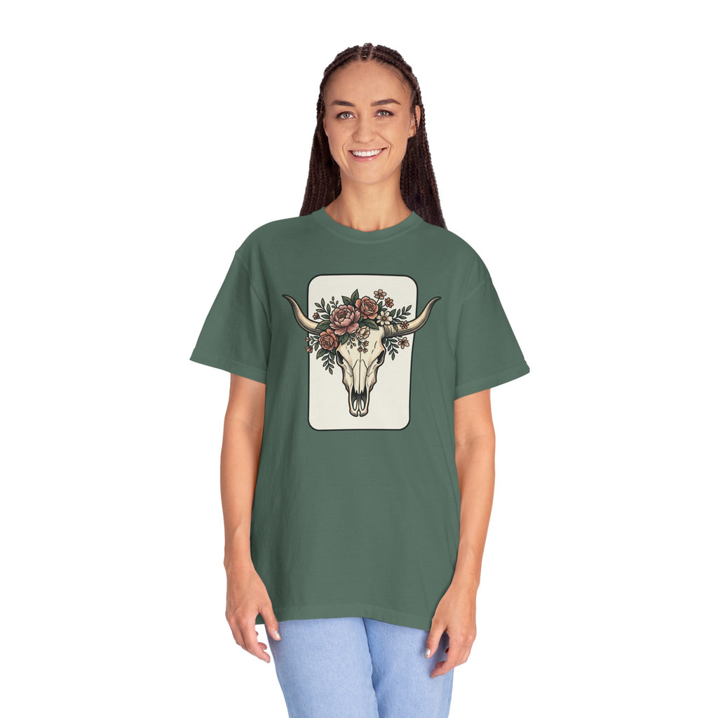 Cow Skull & Roses T-Shirt — Western Boho Graphic Tee