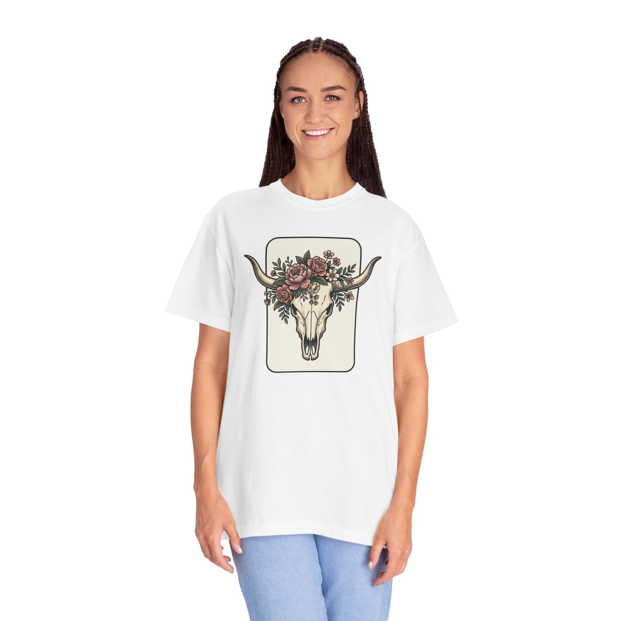 Cow Skull & Roses T-Shirt — Western Boho Graphic Tee