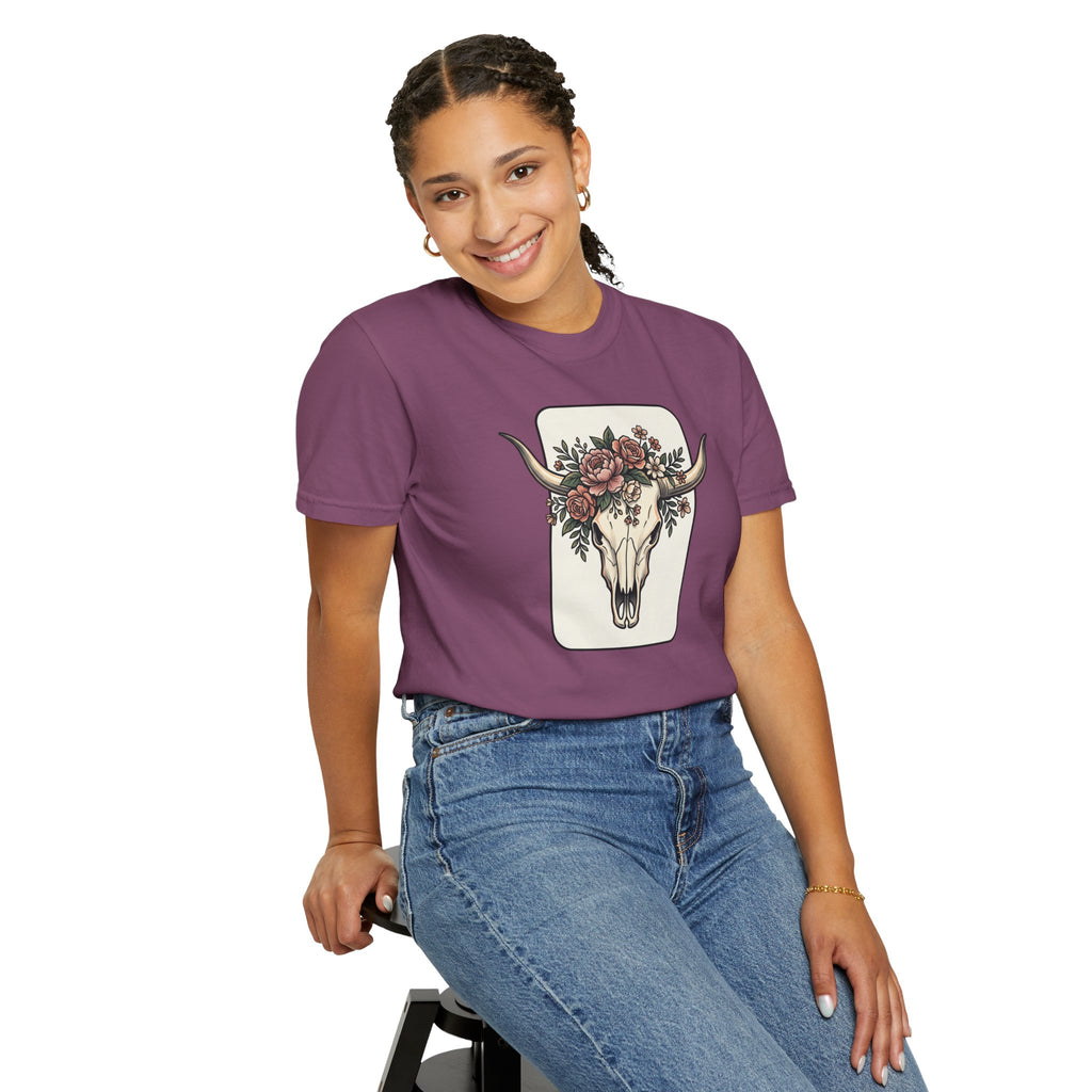 Cow Skull & Roses T-Shirt — Western Boho Graphic Tee