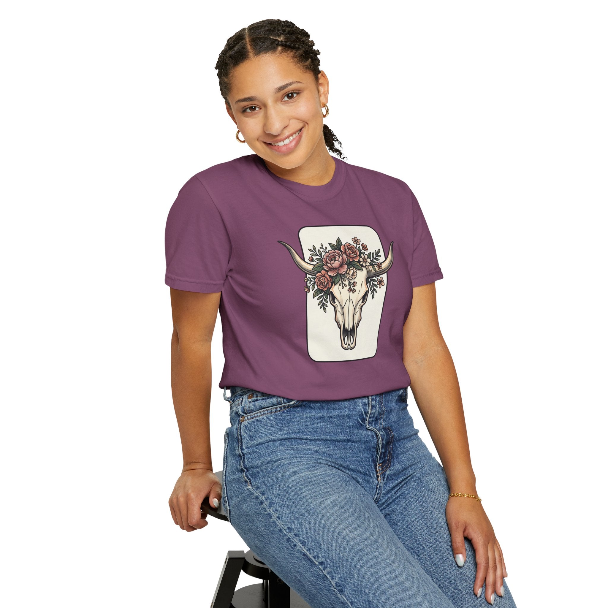 Cow Skull & Roses T-Shirt — Western Boho Graphic Tee