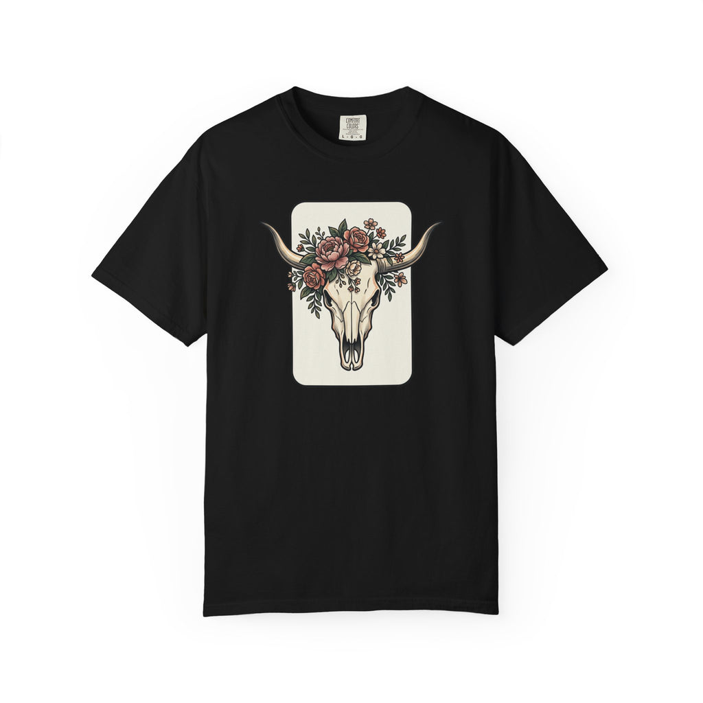 Cow Skull & Roses T-Shirt — Western Boho Graphic Tee