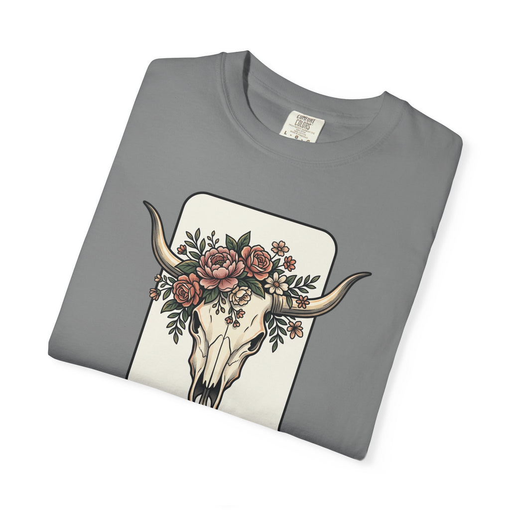 Cow Skull & Roses T-Shirt — Western Boho Graphic Tee