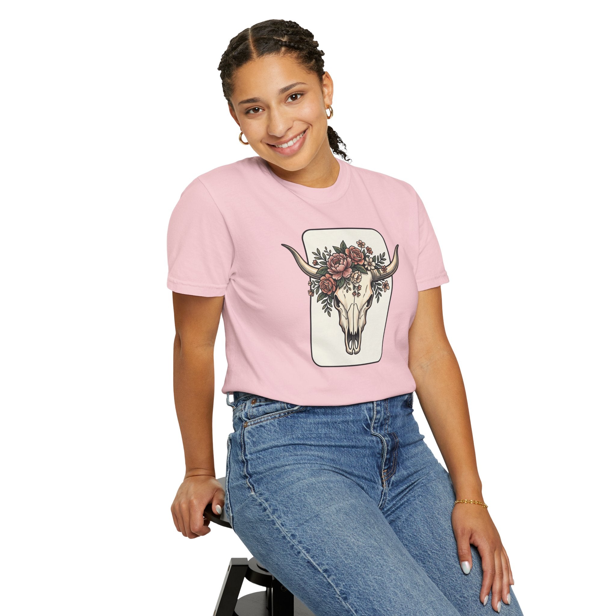 Cow Skull & Roses T-Shirt — Western Boho Graphic Tee