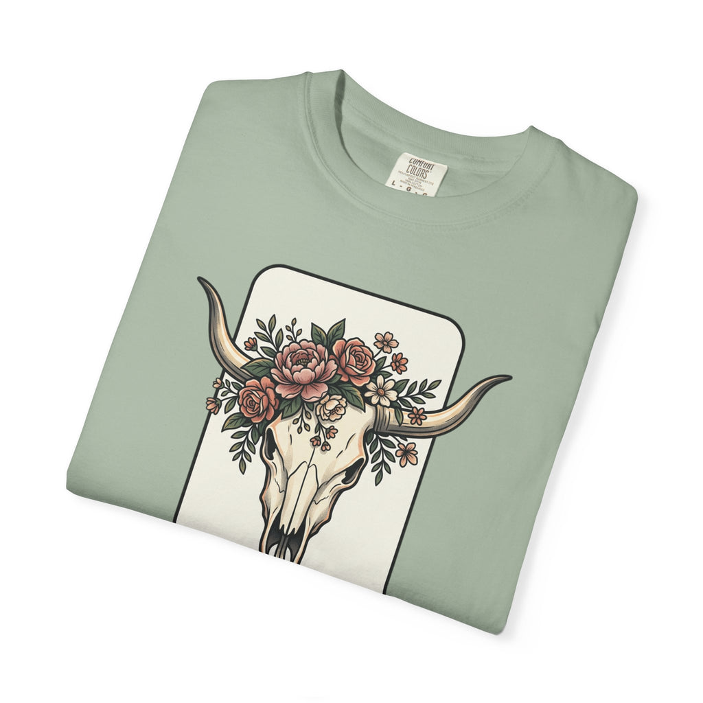 Cow Skull & Roses T-Shirt — Western Boho Graphic Tee