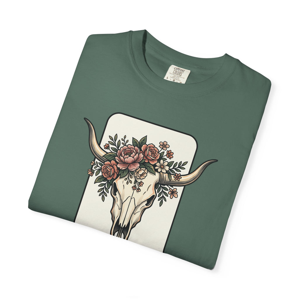 Cow Skull & Roses T-Shirt — Western Boho Graphic Tee