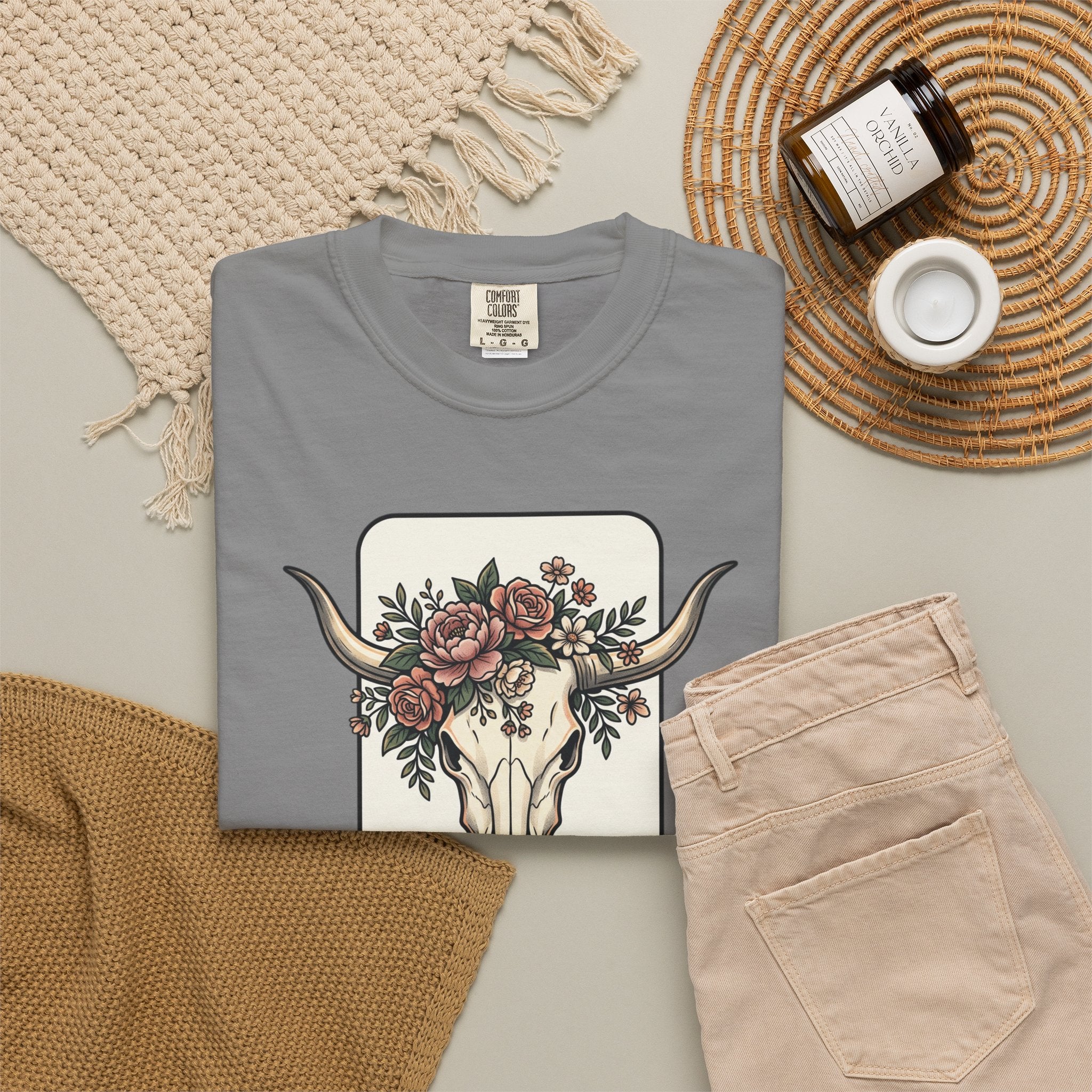 Cow Skull & Roses T-Shirt — Western Boho Graphic Tee