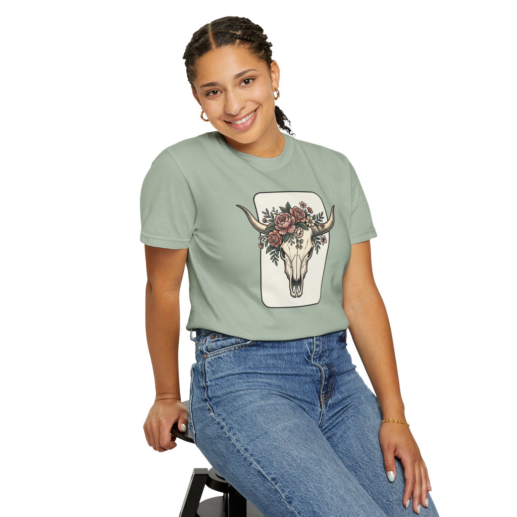 Cow Skull & Roses T-Shirt — Western Boho Graphic Tee