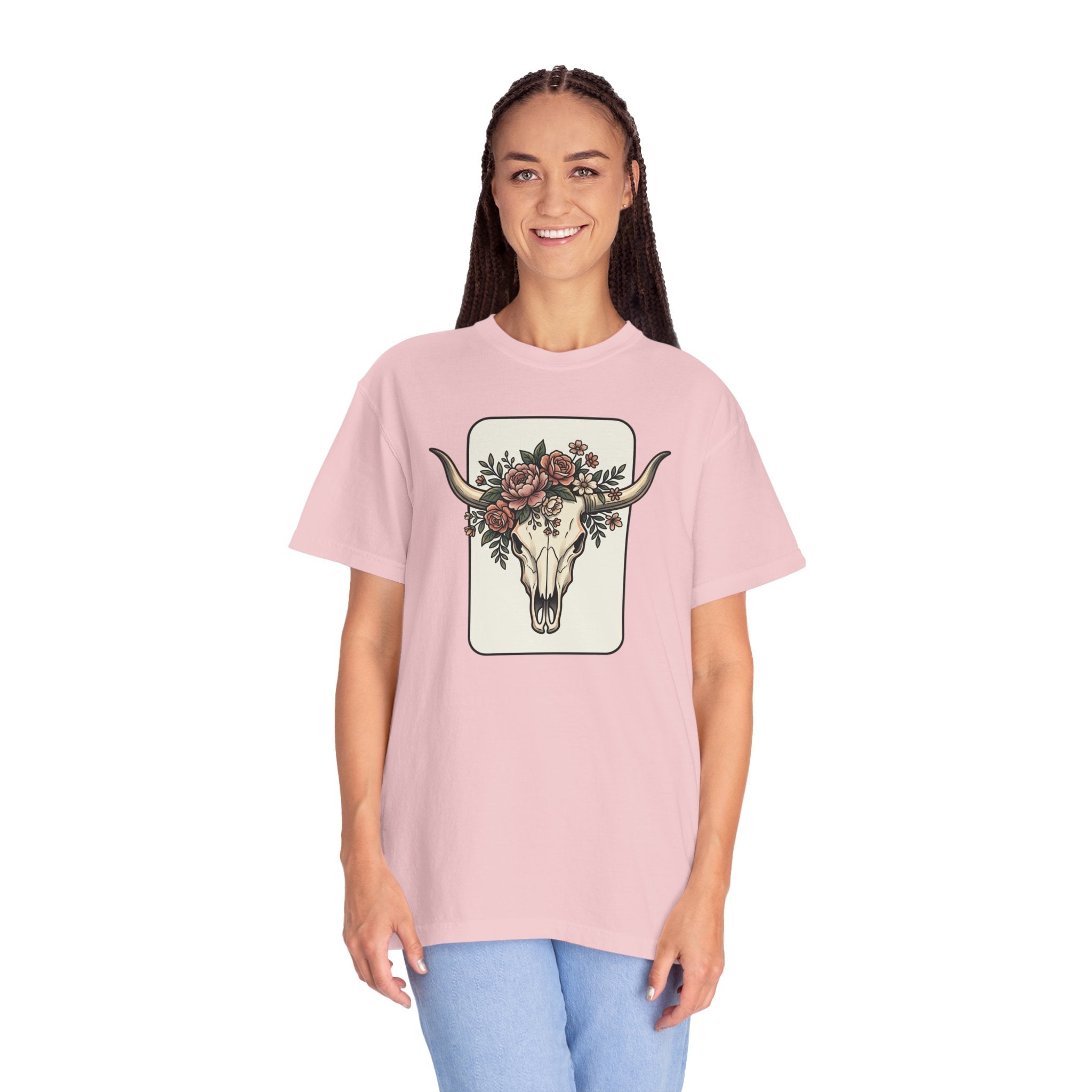 Cow Skull & Roses T-Shirt — Western Boho Graphic Tee
