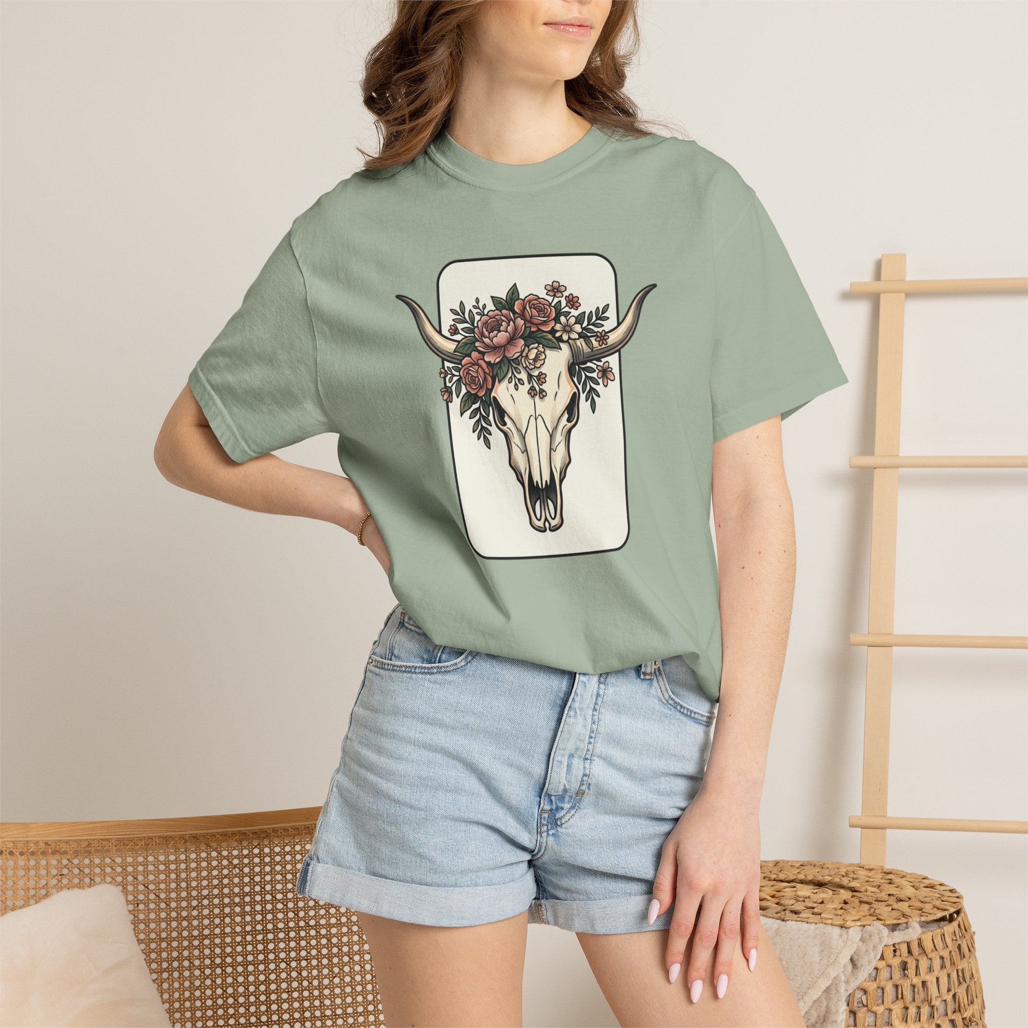 Cow Skull & Roses T-Shirt — Western Boho Graphic Tee
