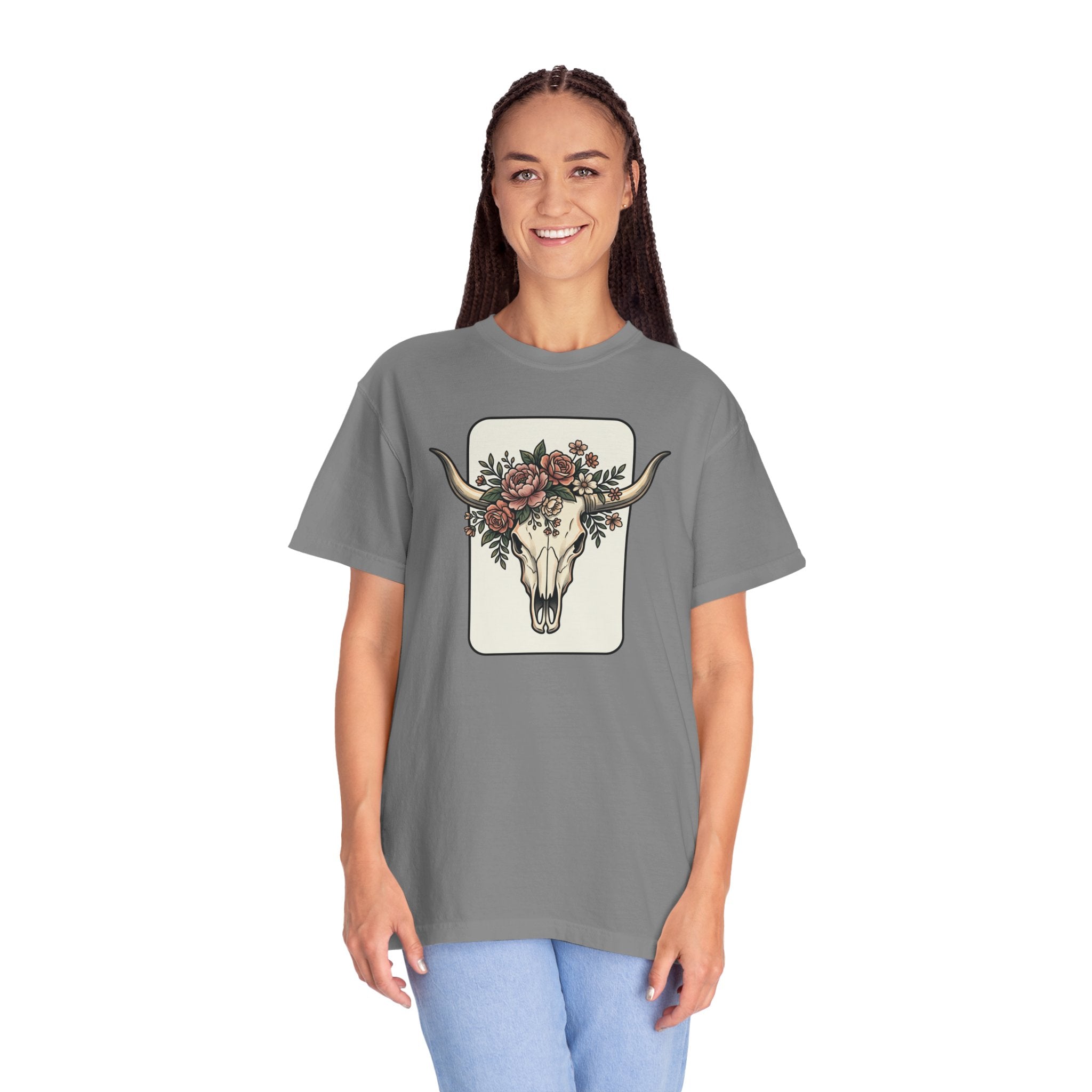 Cow Skull & Roses T-Shirt — Western Boho Graphic Tee