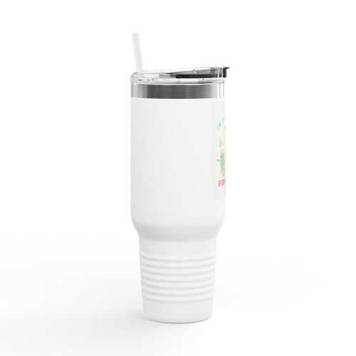 40oz Insulated Travel Mug — 'I'm Fine, This Is Fine' Holiday Skeleton Design