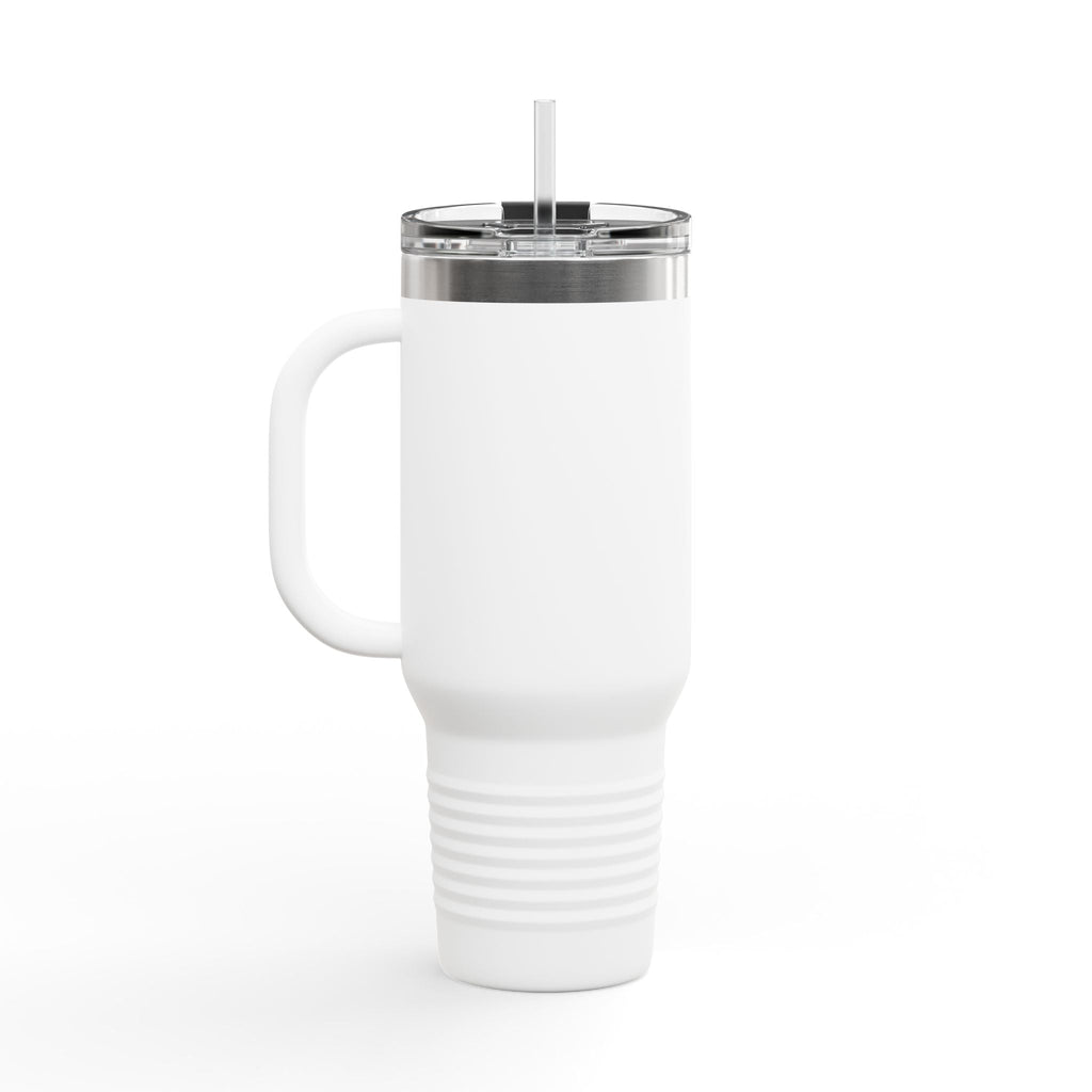 40oz Insulated Travel Mug — 'I'm Fine, This Is Fine' Holiday Skeleton Design