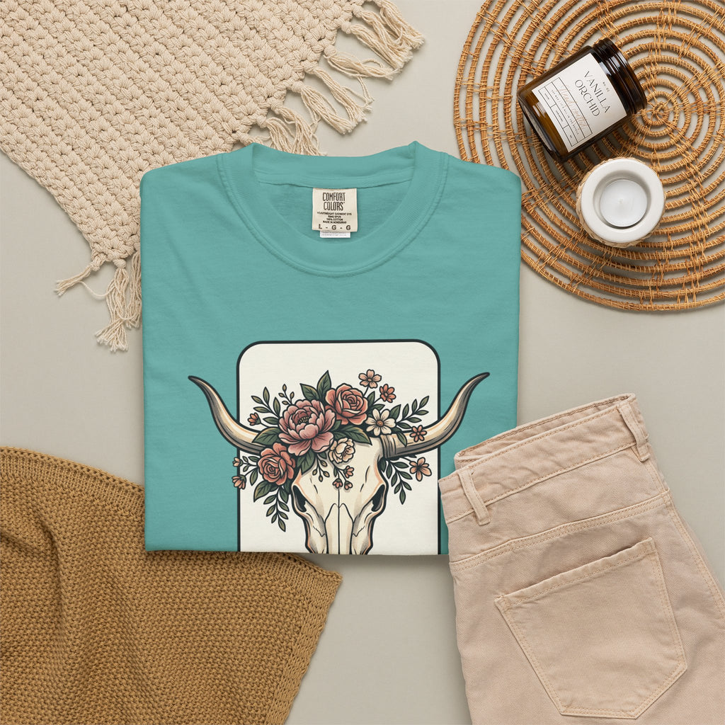 Cow Skull & Roses T-Shirt — Western Boho Graphic Tee