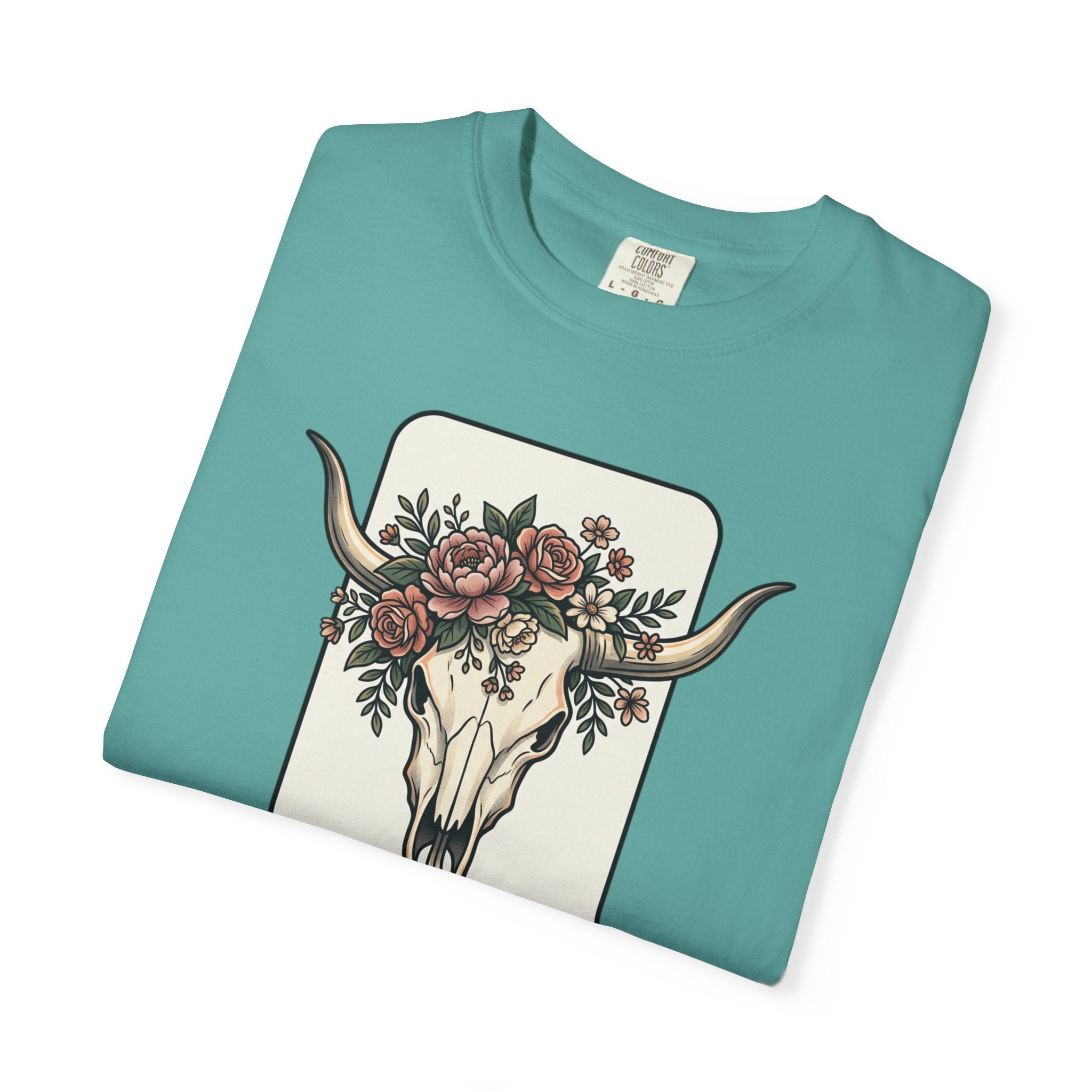 Cow Skull & Roses T-Shirt — Western Boho Graphic Tee