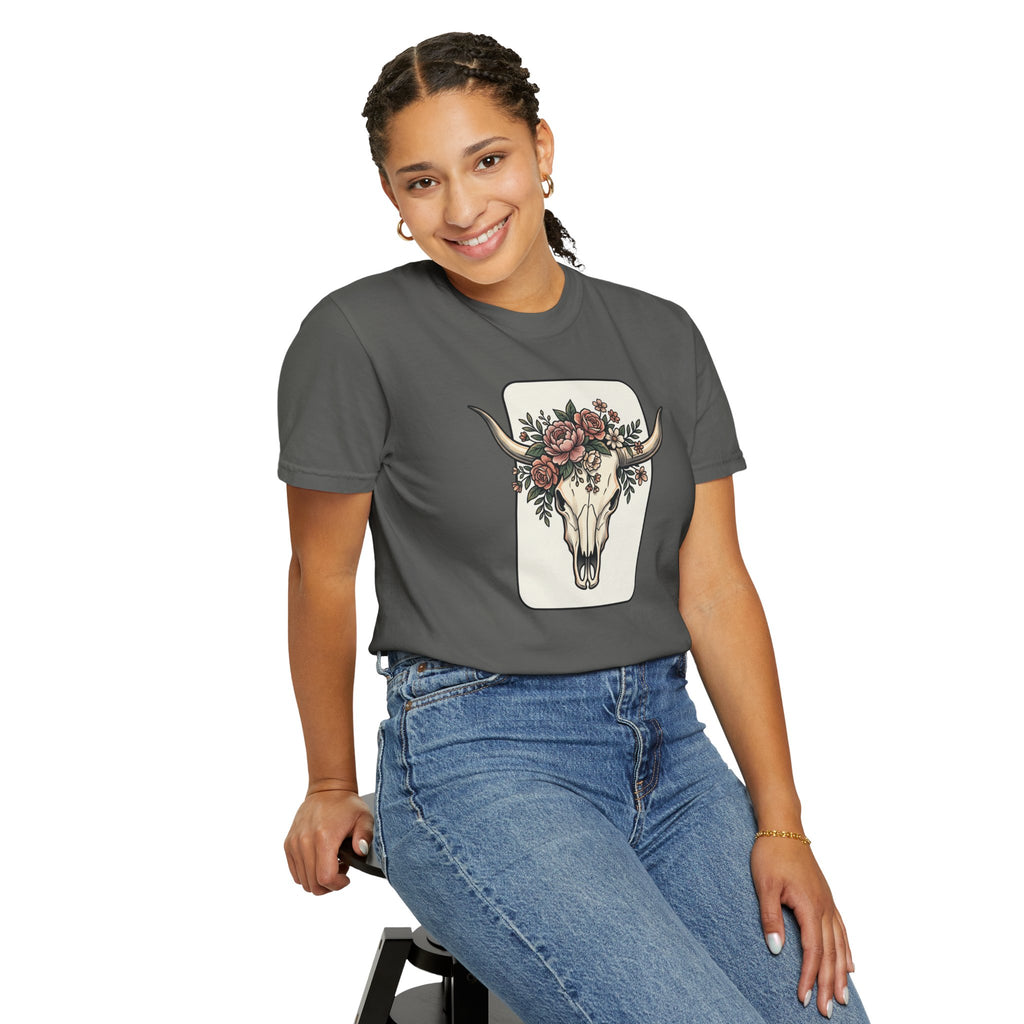 Cow Skull & Roses T-Shirt — Western Boho Graphic Tee