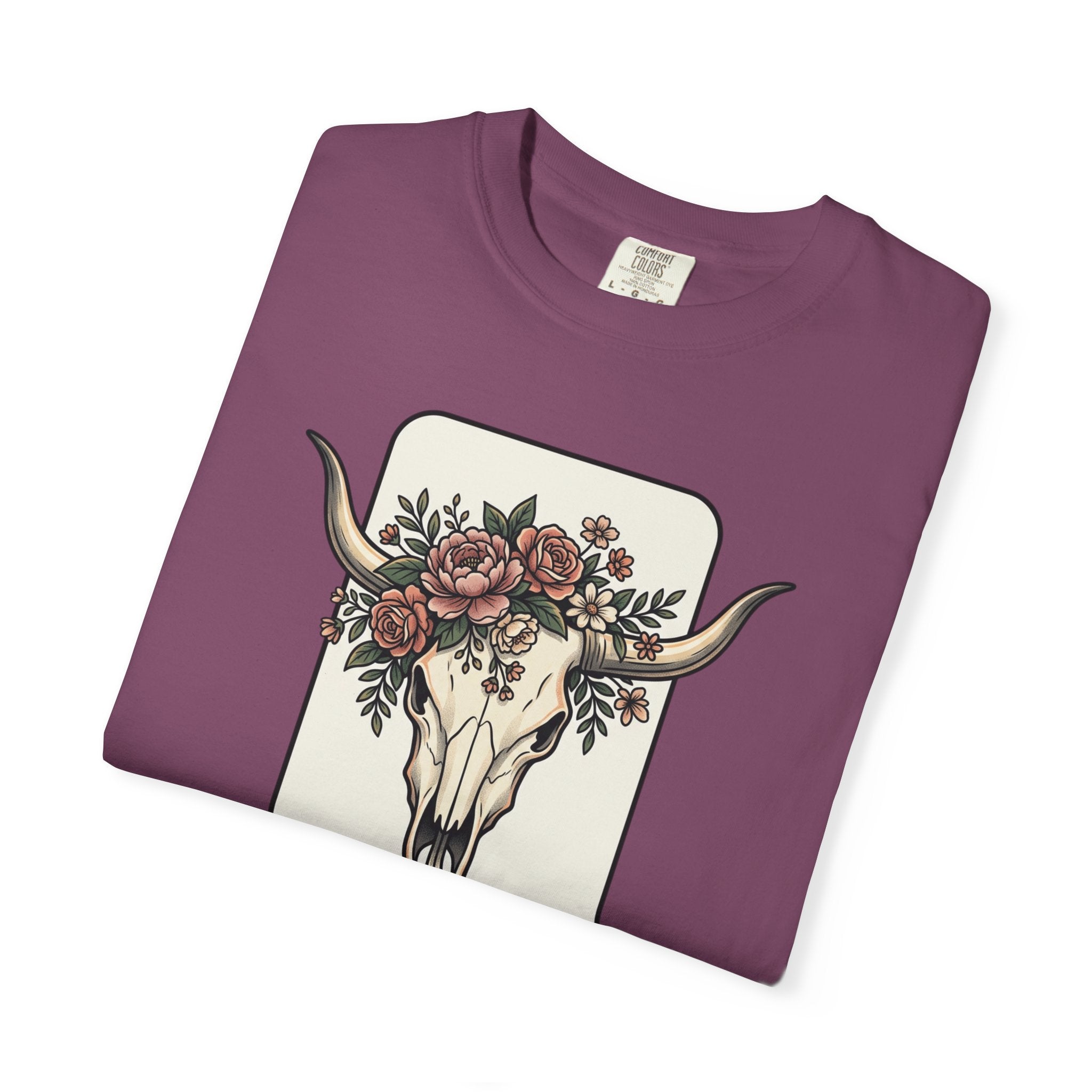 Cow Skull & Roses T-Shirt — Western Boho Graphic Tee