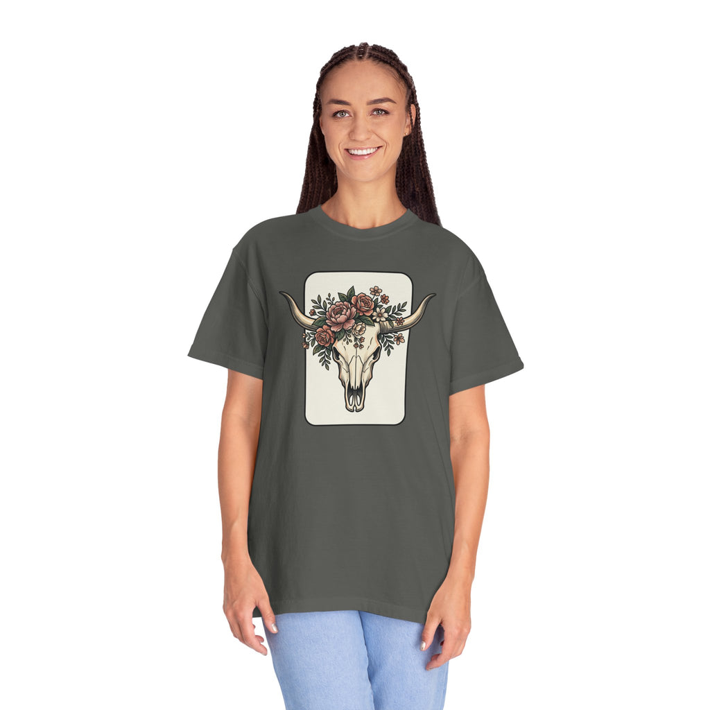 Cow Skull & Roses T-Shirt — Western Boho Graphic Tee