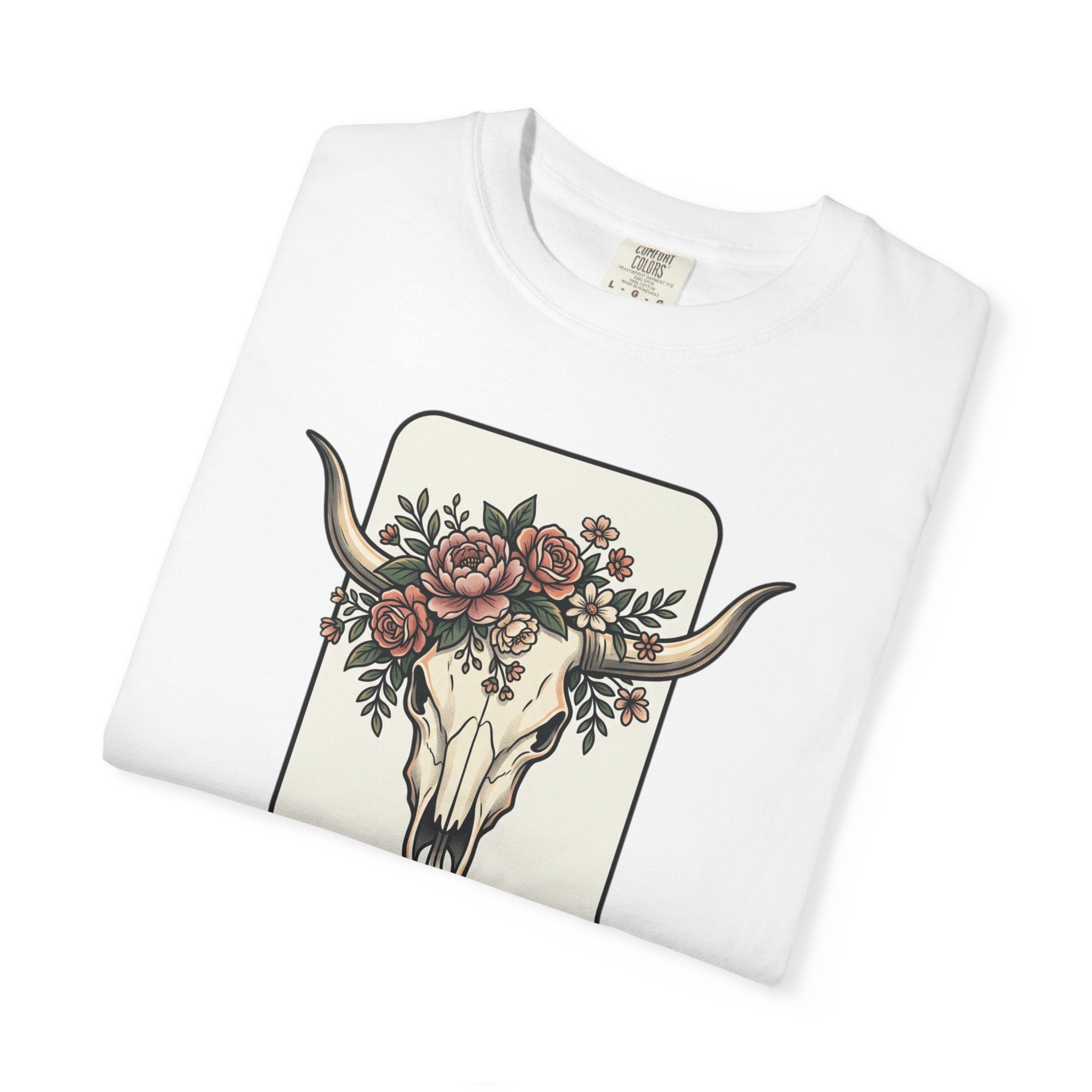 Cow Skull & Roses T-Shirt — Western Boho Graphic Tee
