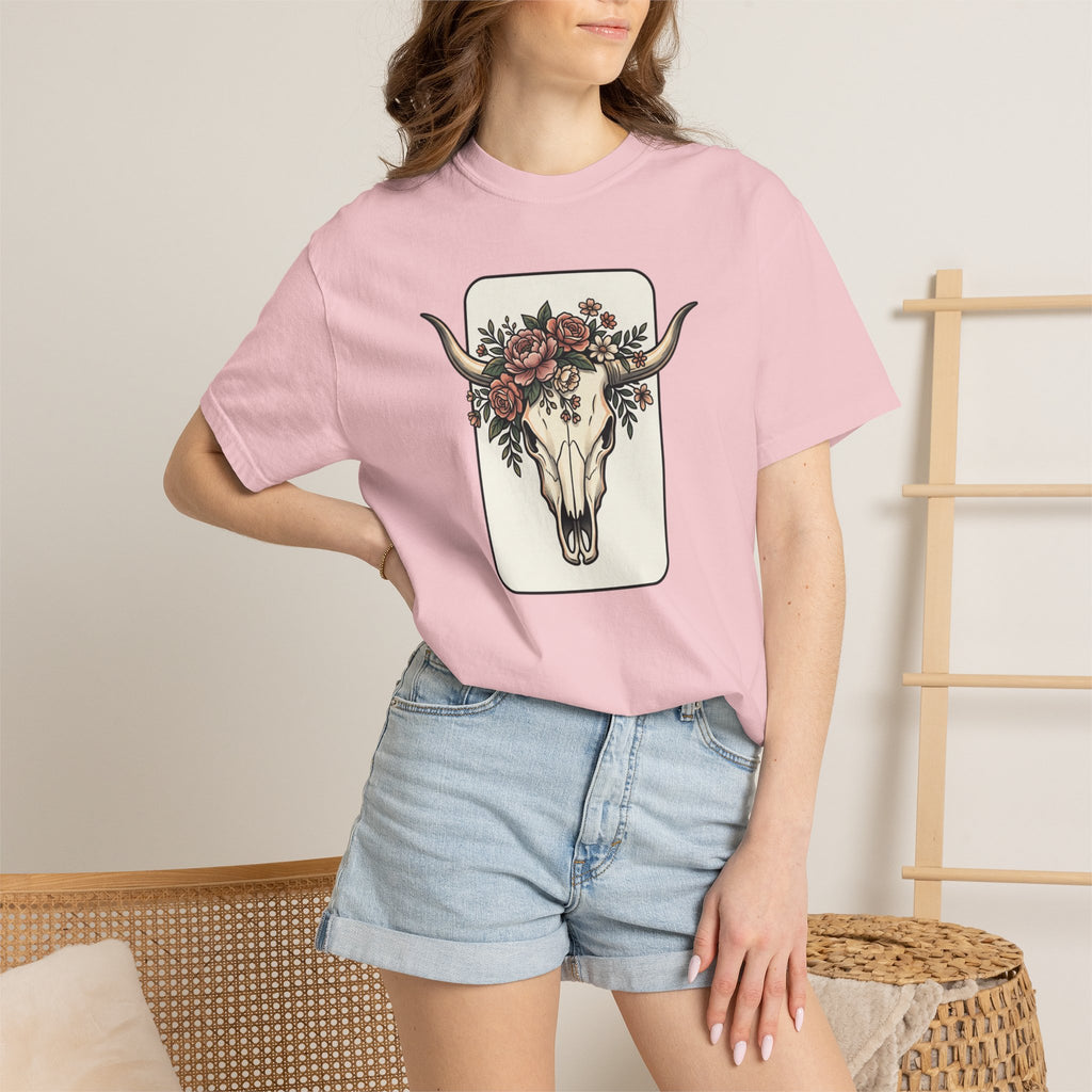 Cow Skull & Roses T-Shirt — Western Boho Graphic Tee