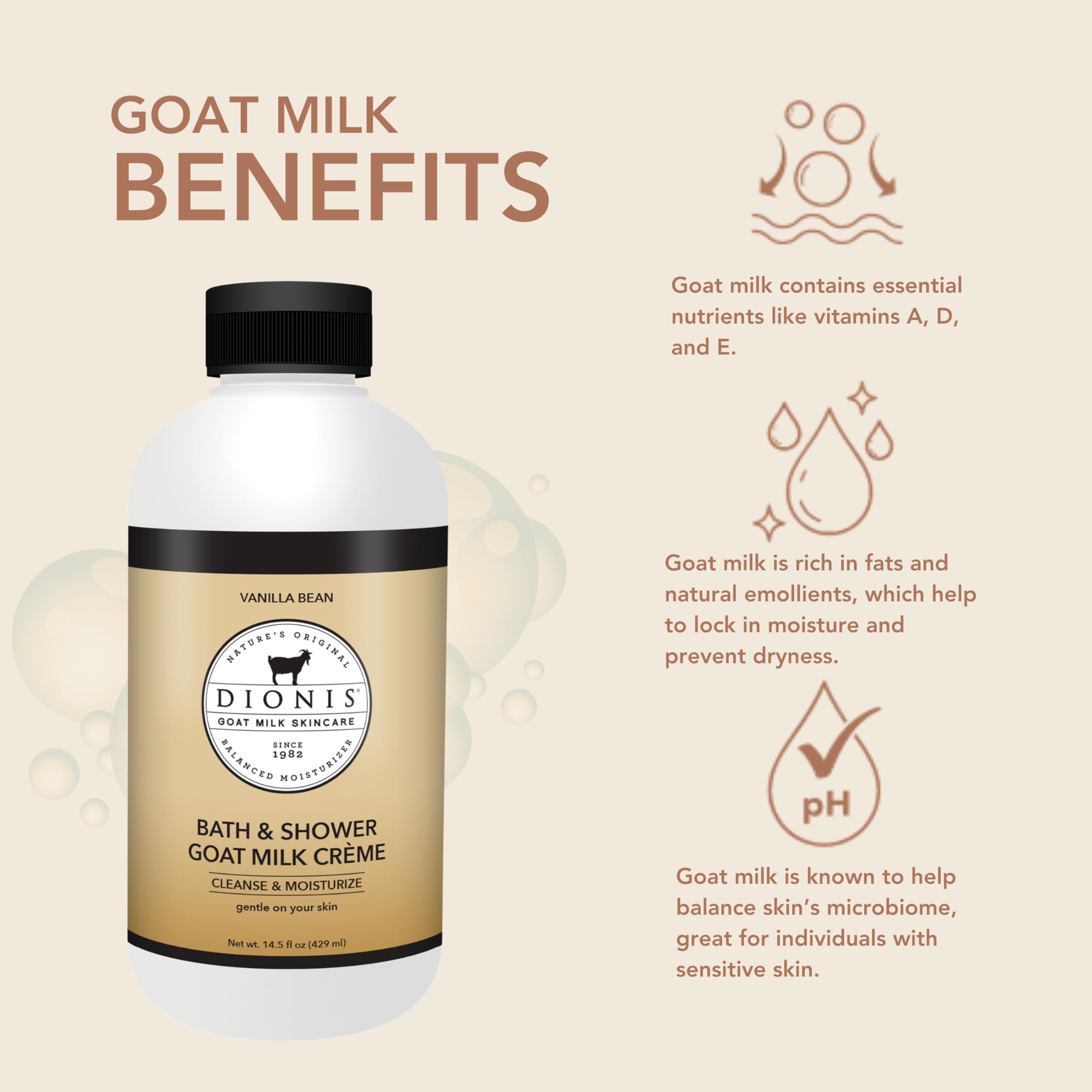 Dionis Vanilla Bean Goat Milk Bath & Shower Crème
