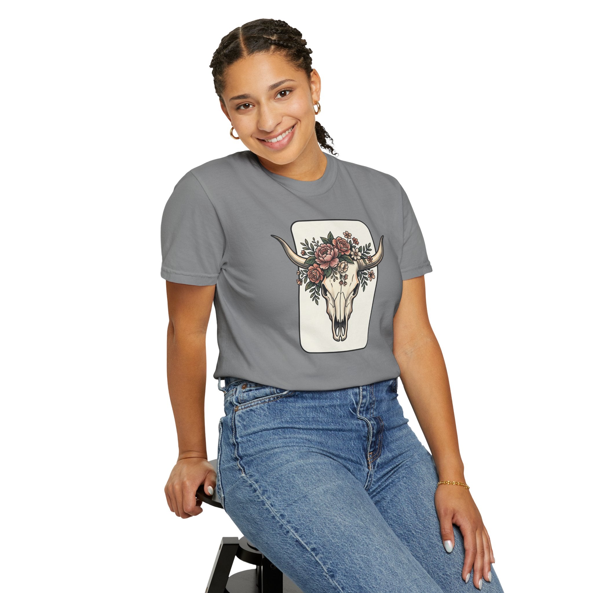 Cow Skull & Roses T-Shirt — Western Boho Graphic Tee