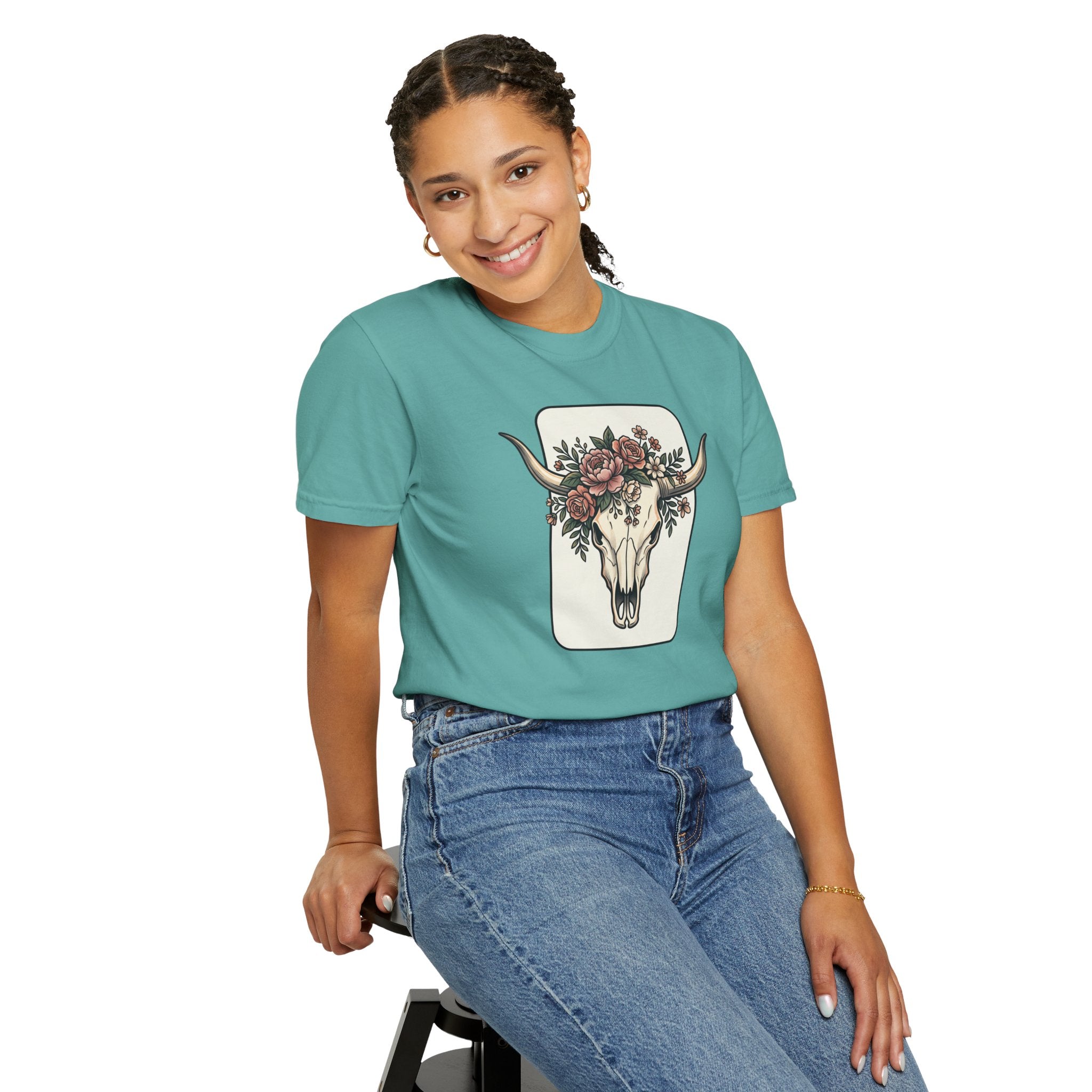 Cow Skull & Roses T-Shirt — Western Boho Graphic Tee