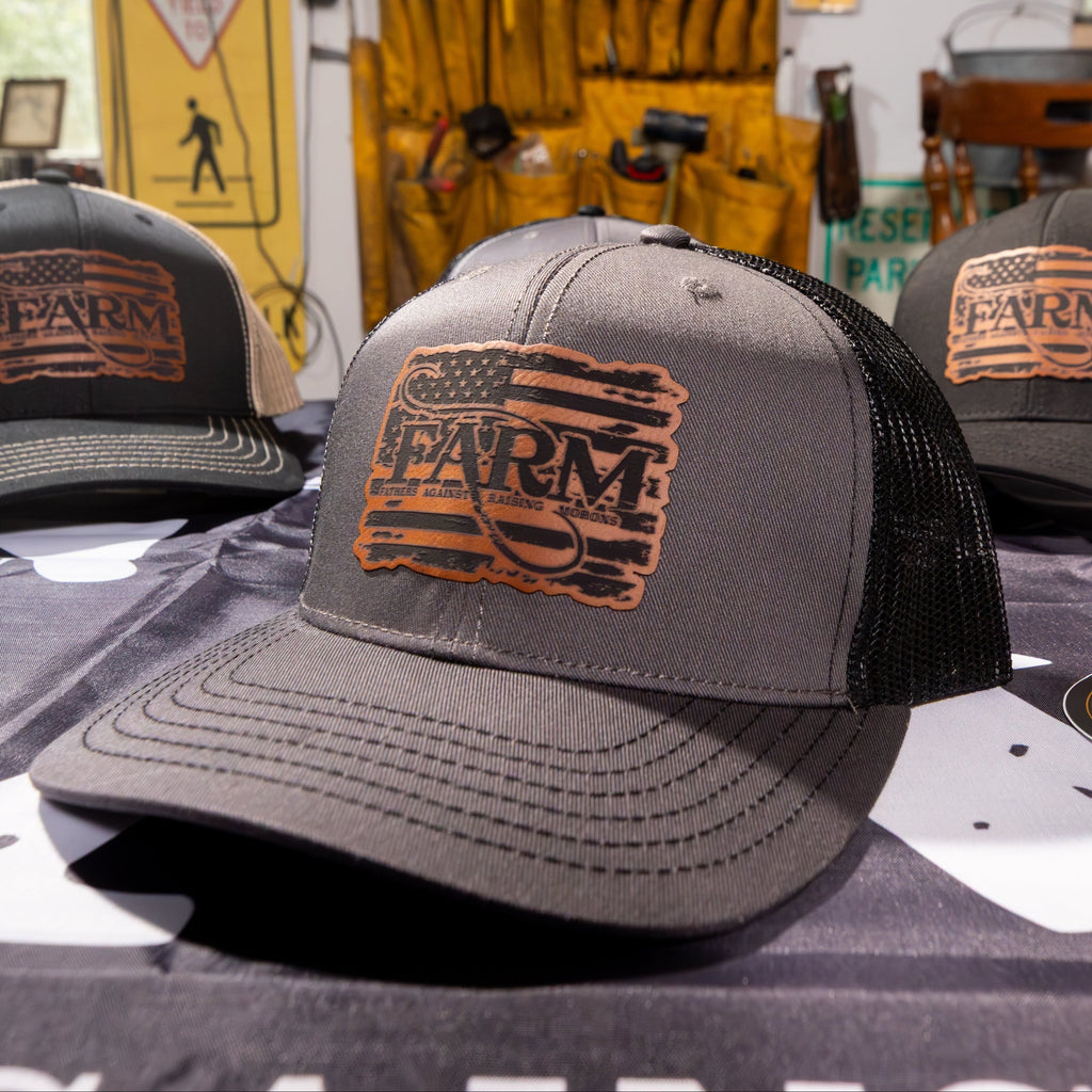 Flag Leather Patch Hat - Charcoal Grey