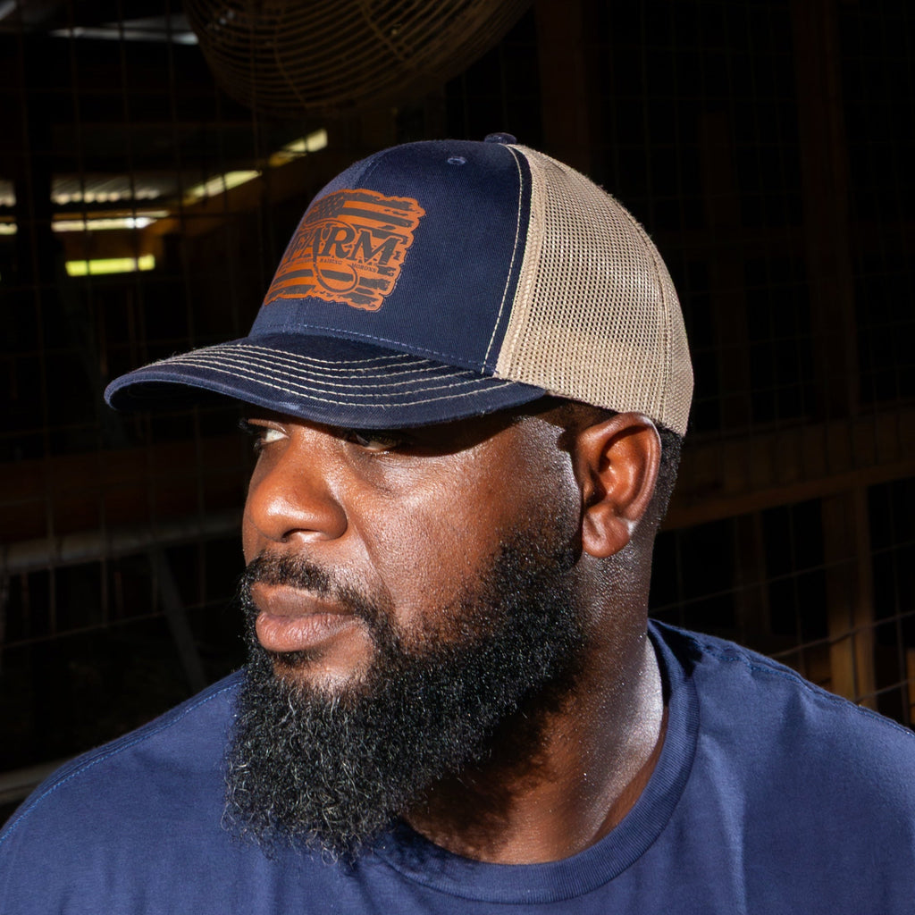 Flag Leather Patch Hat-Navy/Gold