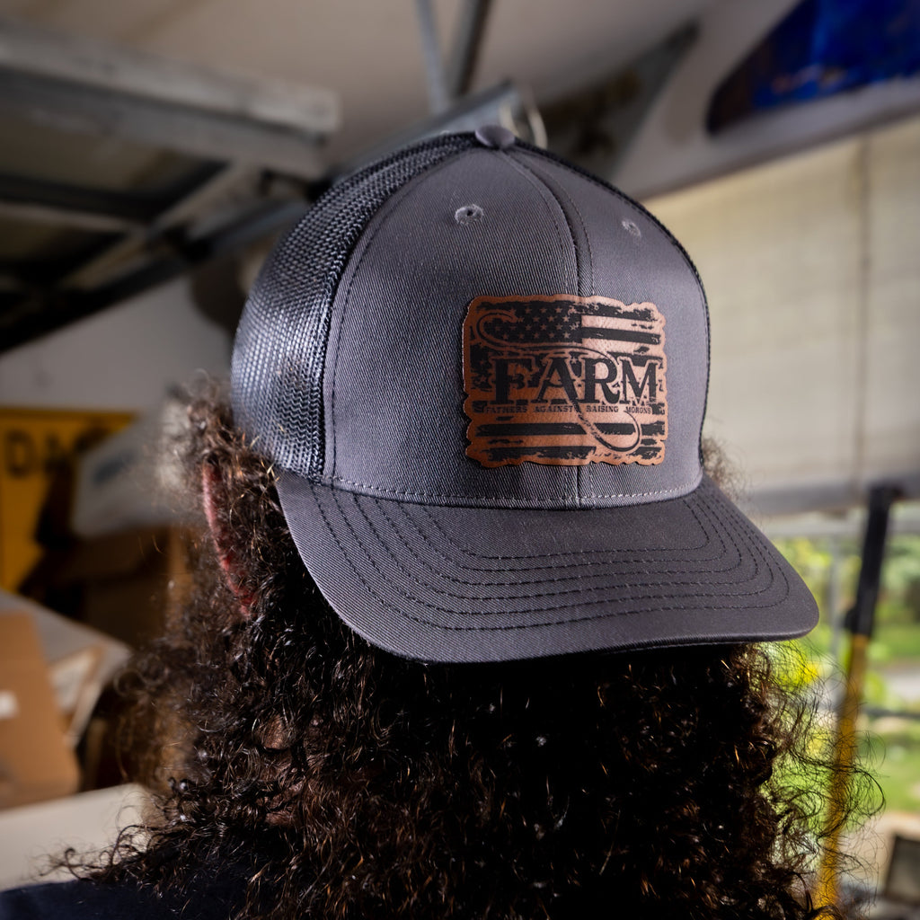 Flag Leather Patch Hat - Charcoal Grey
