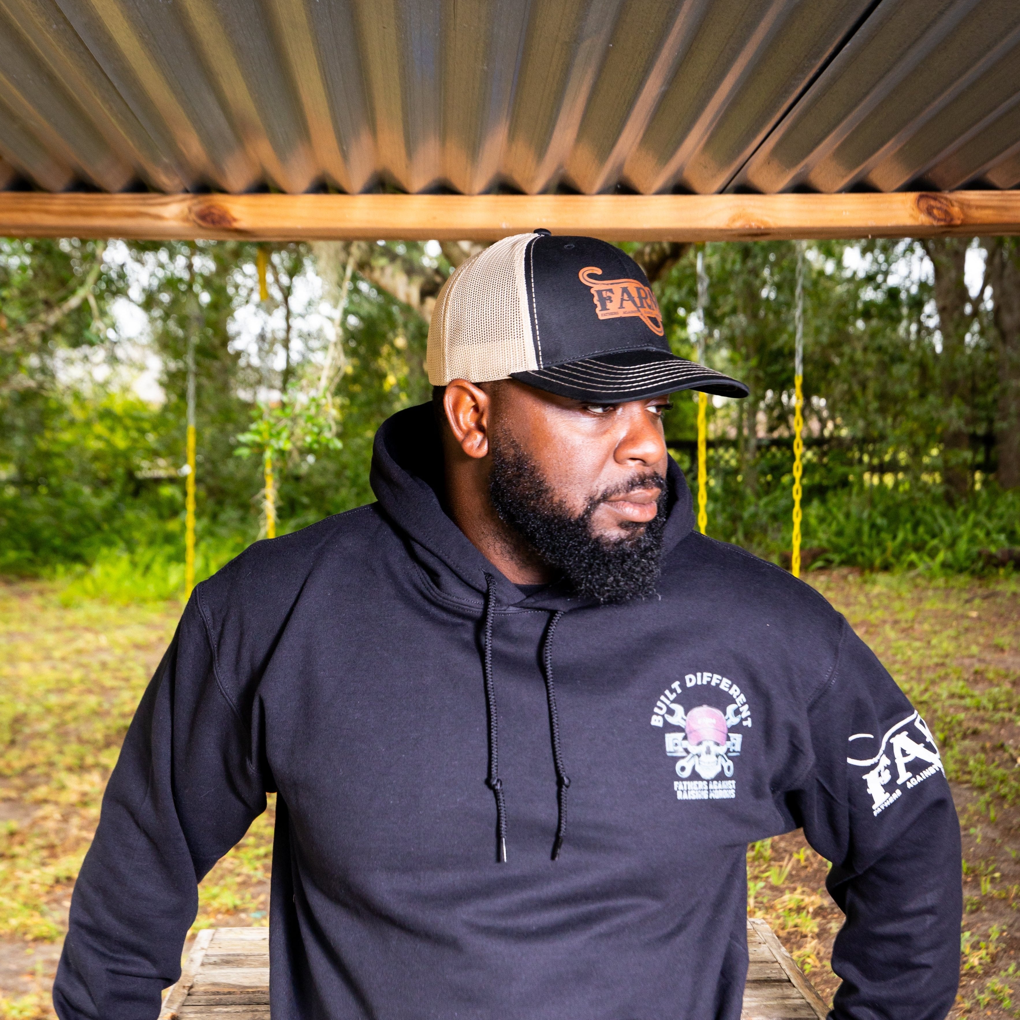 FARM Leather Patch Snap Back Hat - Black/Gold