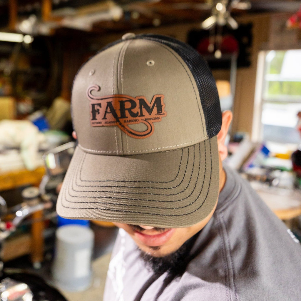 FARM Leather Patch Hat - Military Green/Black