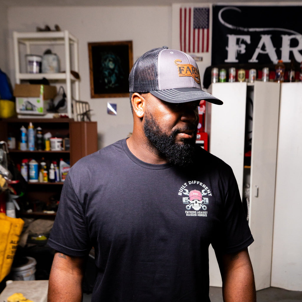 FARM Leather Patch Snap Back Hat - Black/Charcoal/Black