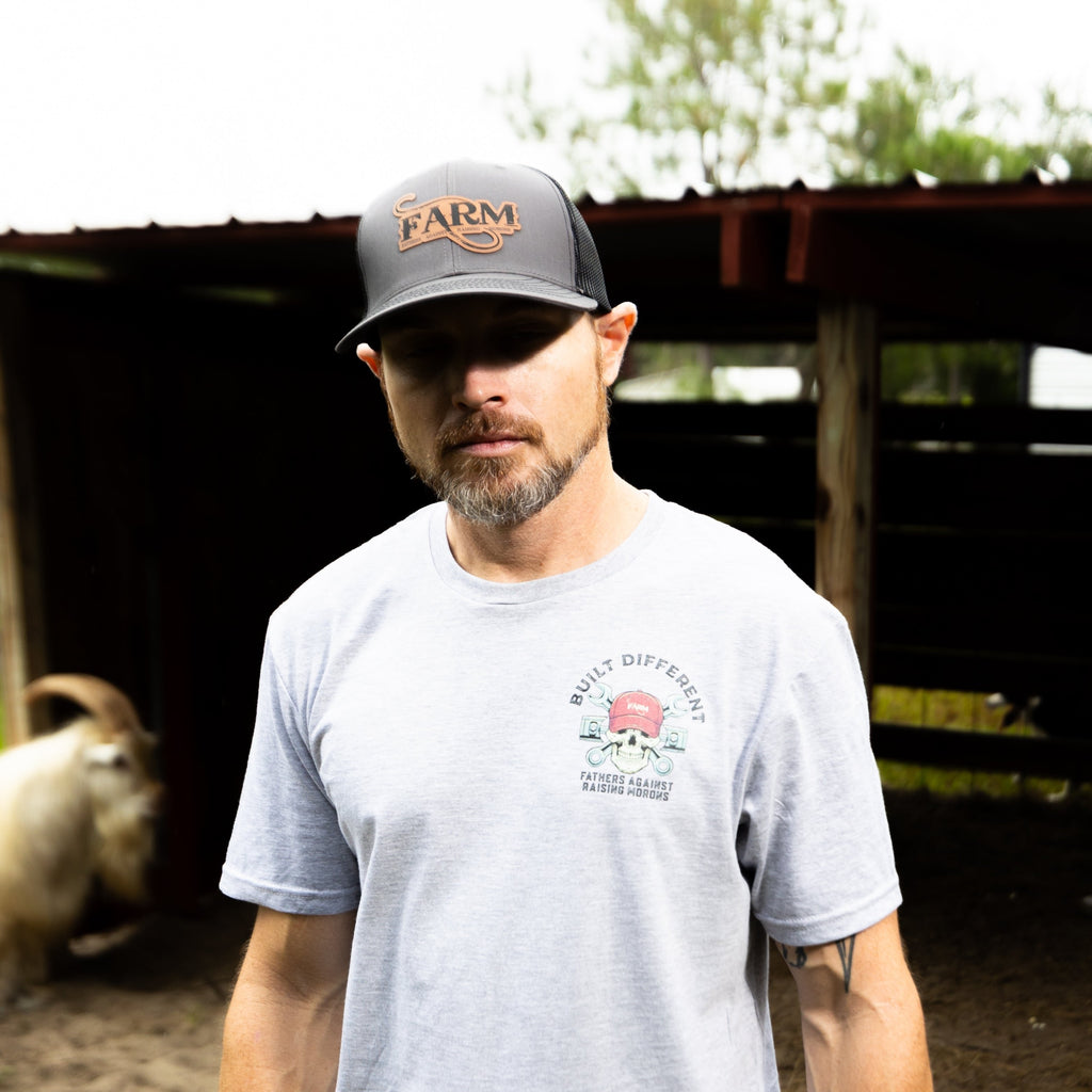 FARM Leather Patch Snap Back Hat - Charcoal/Black